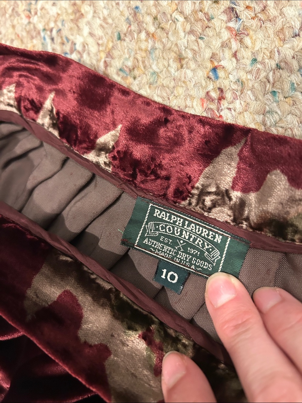 Vintage Ralph Lauren Country Burgundy and Gold Floral Maxi Skirt - Picture 5 of 8